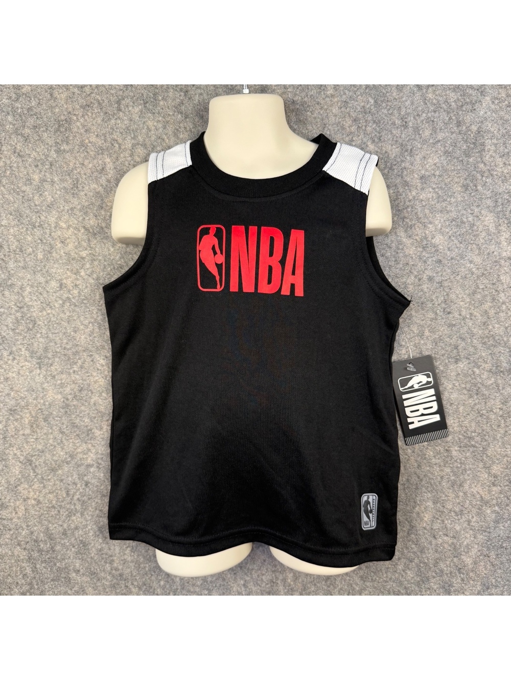 NBA Basketball Tank Top Jersey Black White Red Boy’s Size 5/6 NWT 852